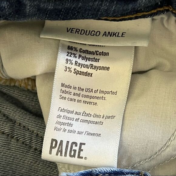 Paige verdugo Ankle Sienna Wash Light Distressed Stretch Denim Skinny Jeans - Picture 6 of 7